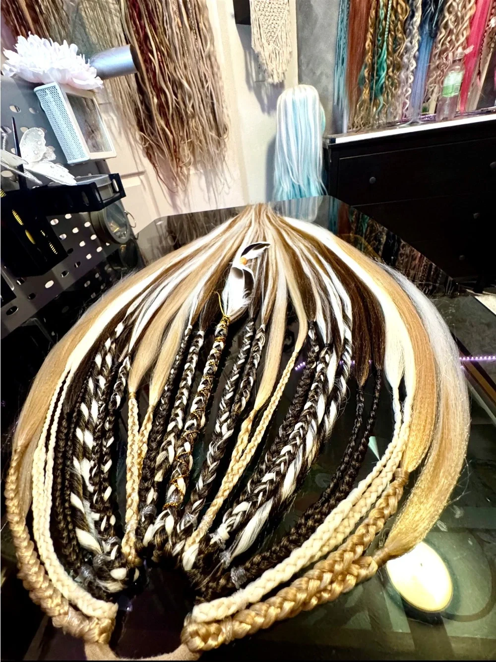 Blonde & Brown Braided Hair Extensions - Multi-Tone Accent